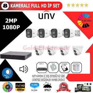 UNV 8'li 2MP 1080P İP Kamera Seti