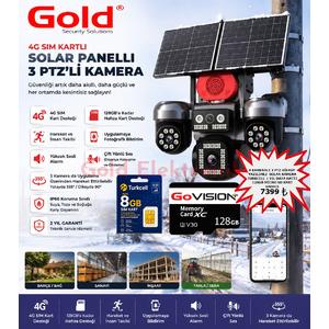 4 KAMERALI 3 PTZ'Lİ eSIM DESTEKLİ GÜNEŞ ENERJİLİ 4G SOLAR KAMERA