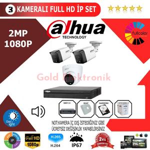 Dahua 3'lü 2MP 1080P İP Kamera Seti