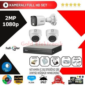 Dahua 3'lü Set 2Mp 1080p  Hd Kamera Sistemi