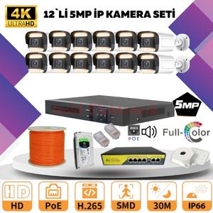 GOLD  12'Lİ 5MP 4K ULTRA İP Kamera Seti