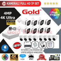 GOLD  16'lİ 4MP 4K ULTRA İP Kamera Seti