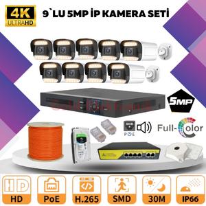 GOLD  9'LU 5MP 4K ULTRA İP Kamera Seti