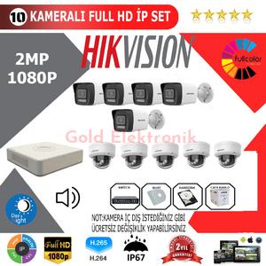 Hikvision 10'lu 2MP 1080P İP Kamera Seti