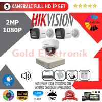 Hikvision 3'lü 2MP 1080P İP Kamera Seti