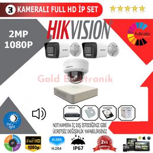 Hikvision 3'lü 2MP 1080P İP Kamera Seti