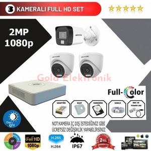 Hikvision 3'lü Set 2 Mp 1080p Hd Kamera Sistemi