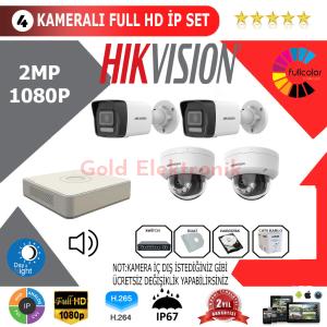 Hikvision 4'lü 2MP 1080P İP Kamera Seti