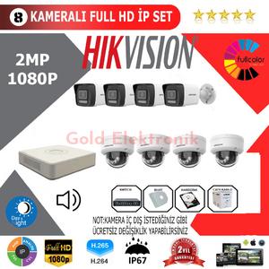 Hikvision 8'li 2MP 1080P İP Kamera Seti
