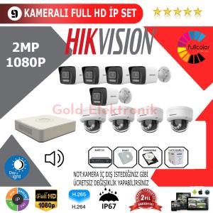 Hikvision 9'lu 2MP 1080P İP Kamera Seti
