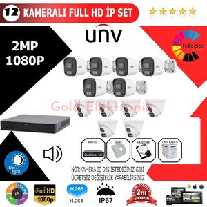 UNV 12'li 2MP 1080P İP Kamera Seti