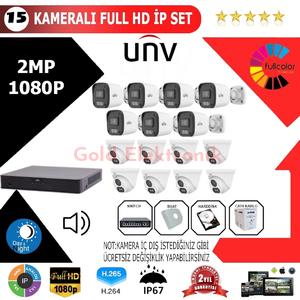 UNV 15'li 2MP 1080P İP Kamera Seti
