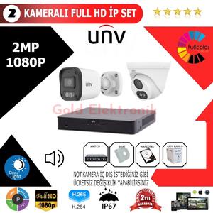 UNV 2'li 2MP 1080P İP Kamera Seti