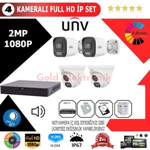 UNV 4'lü 2MP 1080P İP Kamera Seti