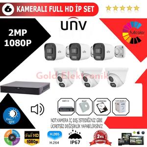UNV 6'lı 2MP 1080P İP Kamera Seti