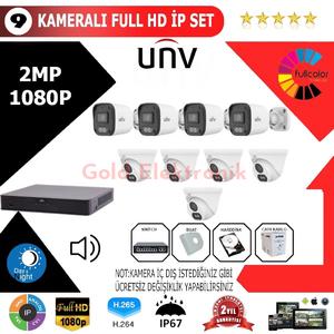 UNV 9'lu 2MP 1080P İP Kamera Seti