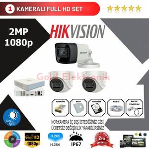 Hikvision 3'lü Set 2 Mp 1080p Hd Kamera Sistemi