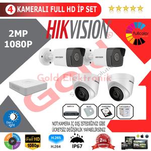 Hikvision 4'lü 2MP 1080P İP Kamera Seti