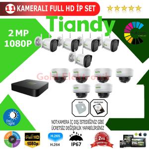 Tiandy 11'li 2MP 1080P İP Kamera Sistemi (Kablosuz Set)