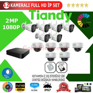 Tiandy 12'li 2MP 1080P İP Kamera Sistemi (Kablosuz Set)