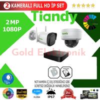 Tiandy 2'li 2MP 1080P İP Kamera Sistemi (Kablosuz Set)