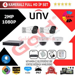 UNV 4'lü 2MP 1080P İP Kamera Seti